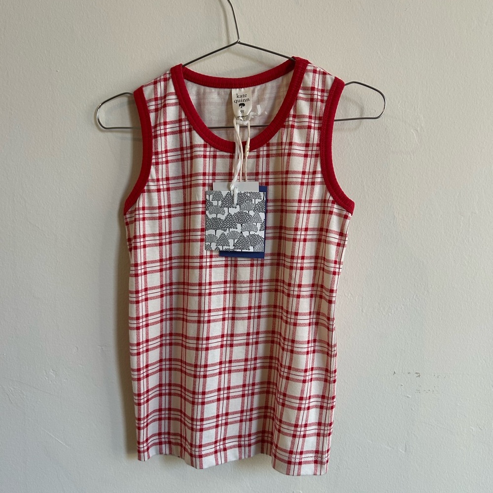 Kate Quinn Red and White Plaid Tank Top NWT